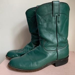 Vintage Justin Boots Women’s Size 5.5B Leather‎ Hunter Green Cowgirl